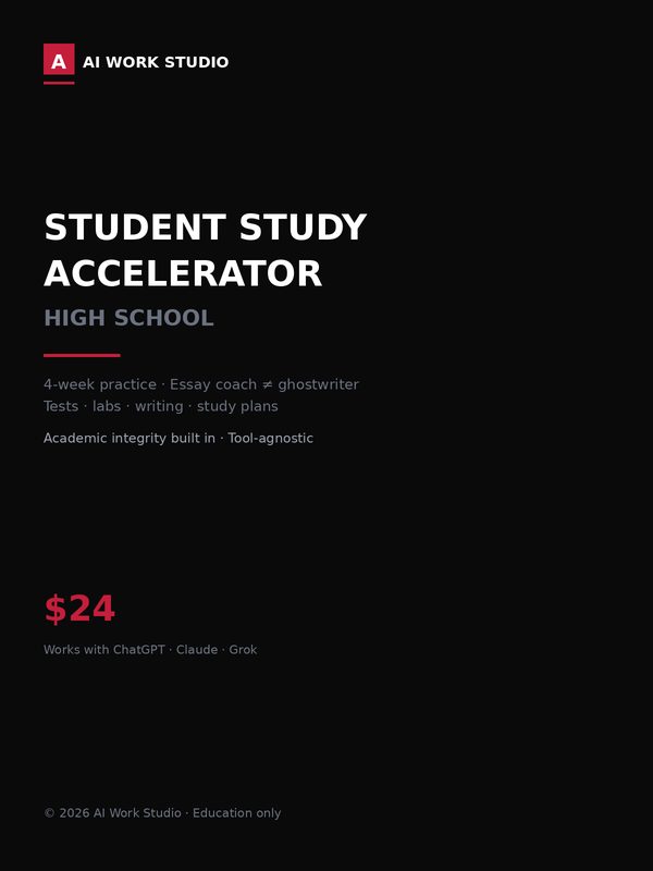 Student Study Accelerator, High School, cover