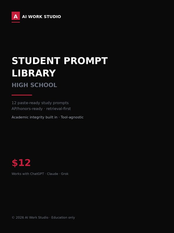 Student Prompt Library, High School, cover