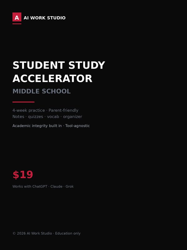 Student Study Accelerator, Middle School, cover