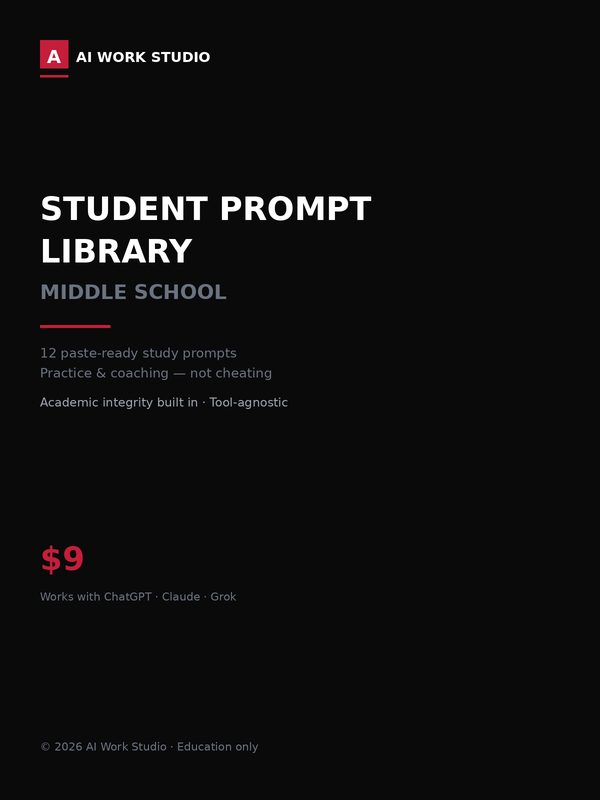 Student Prompt Library, Middle School, cover